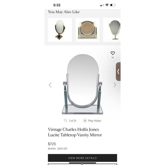 Vintage Charles Hollis Jones Lucite Tabletop Vanity Mirror